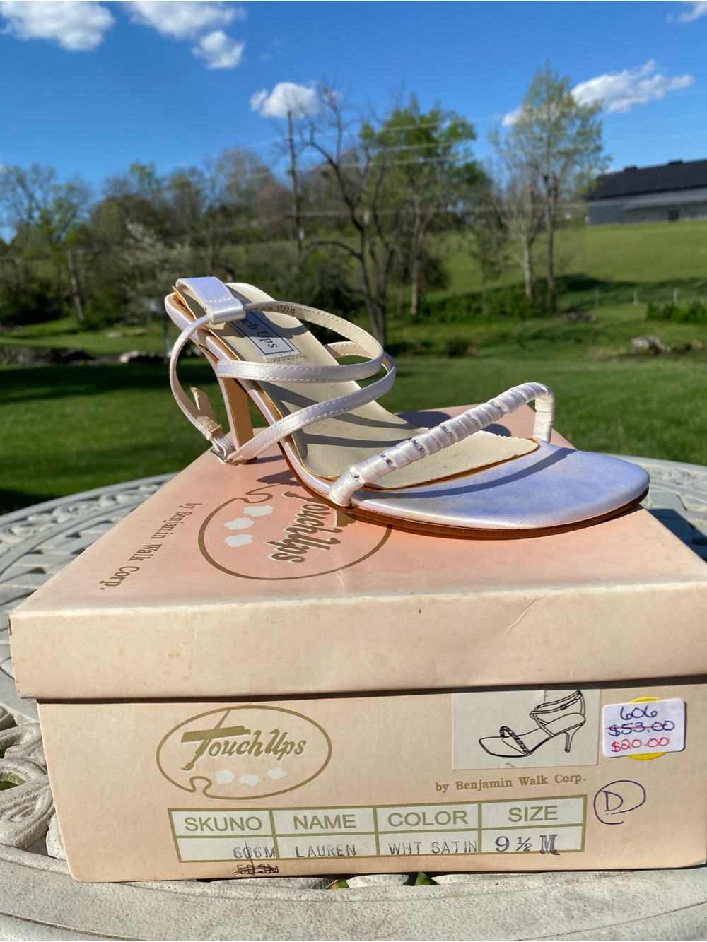 Touch Ups White Satin Strappy Heel Sandal